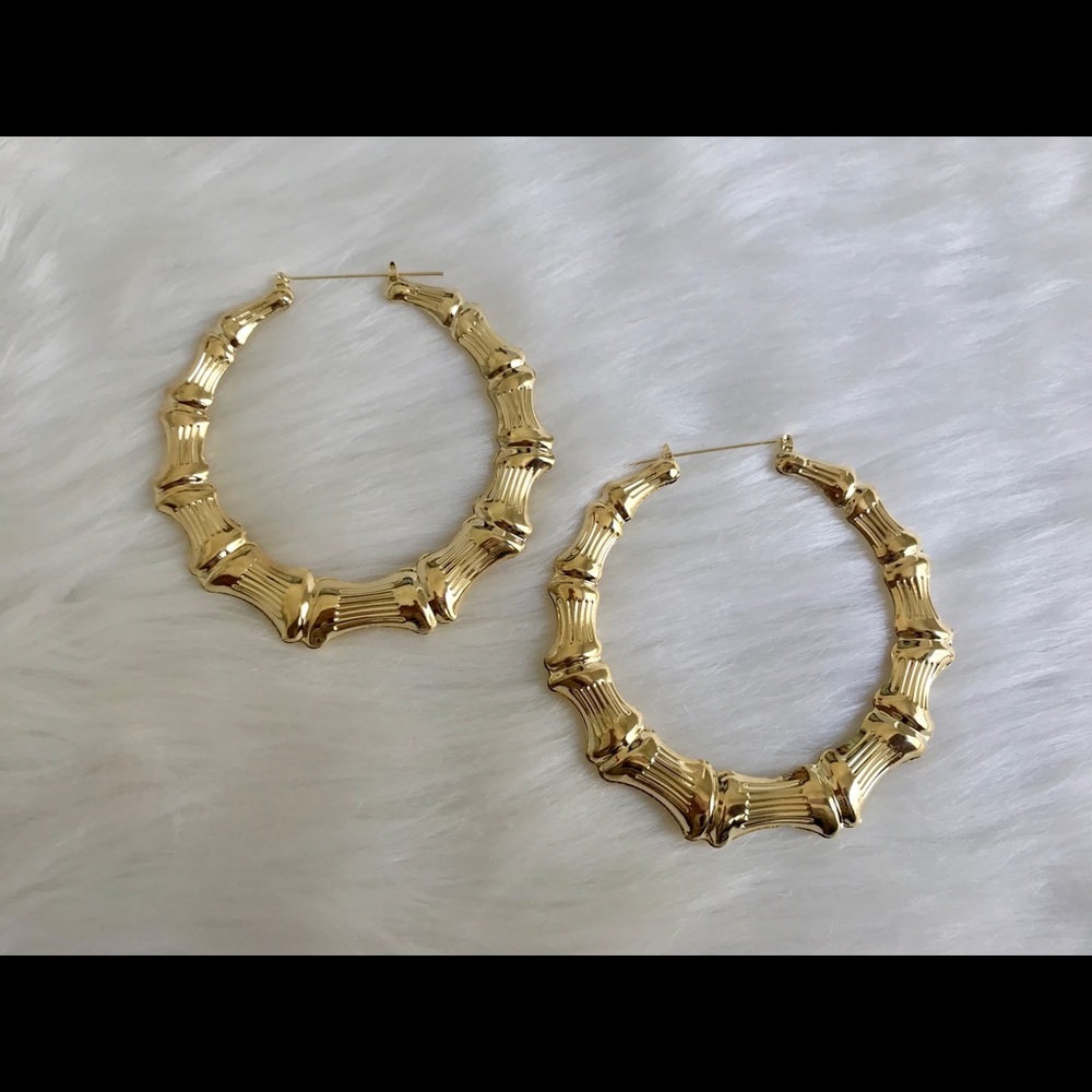 Bamboo door knocker earrings gold